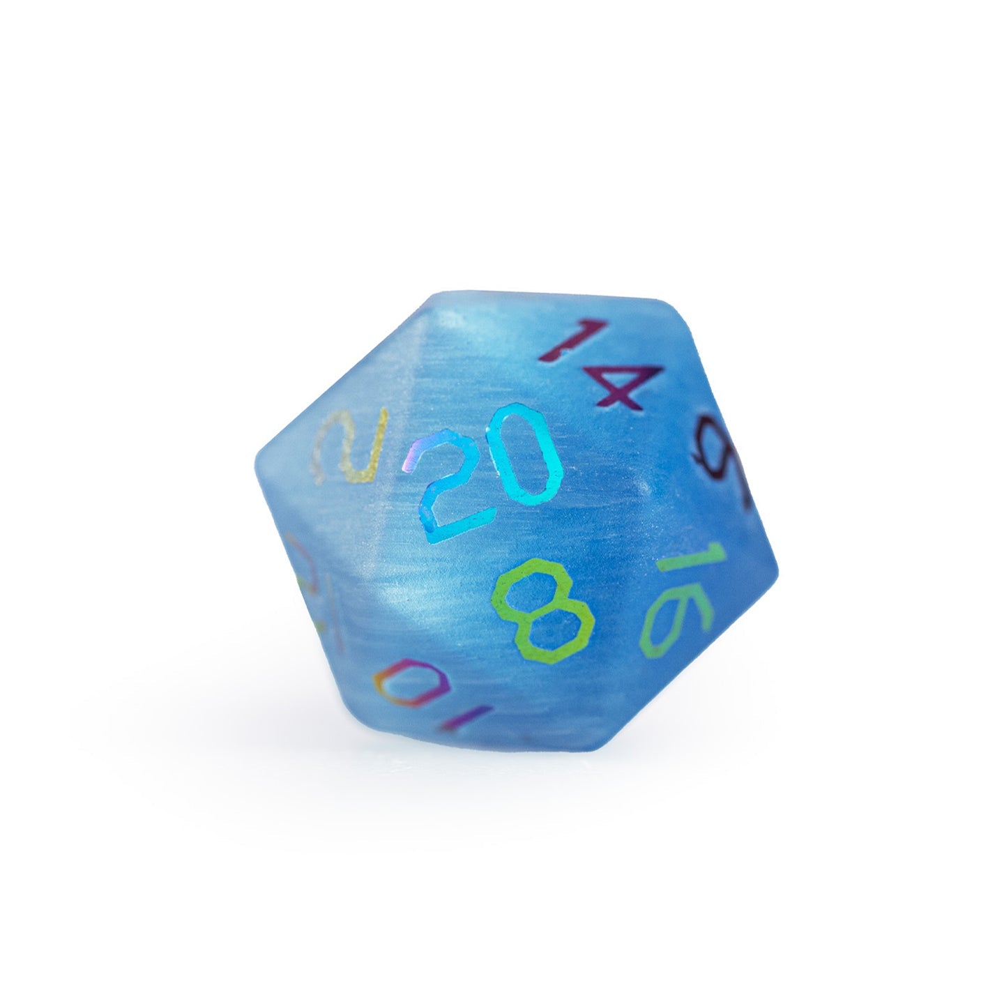 Ensemble de 7 dés polyédriques bleu océan à motif œil-de-chat 
