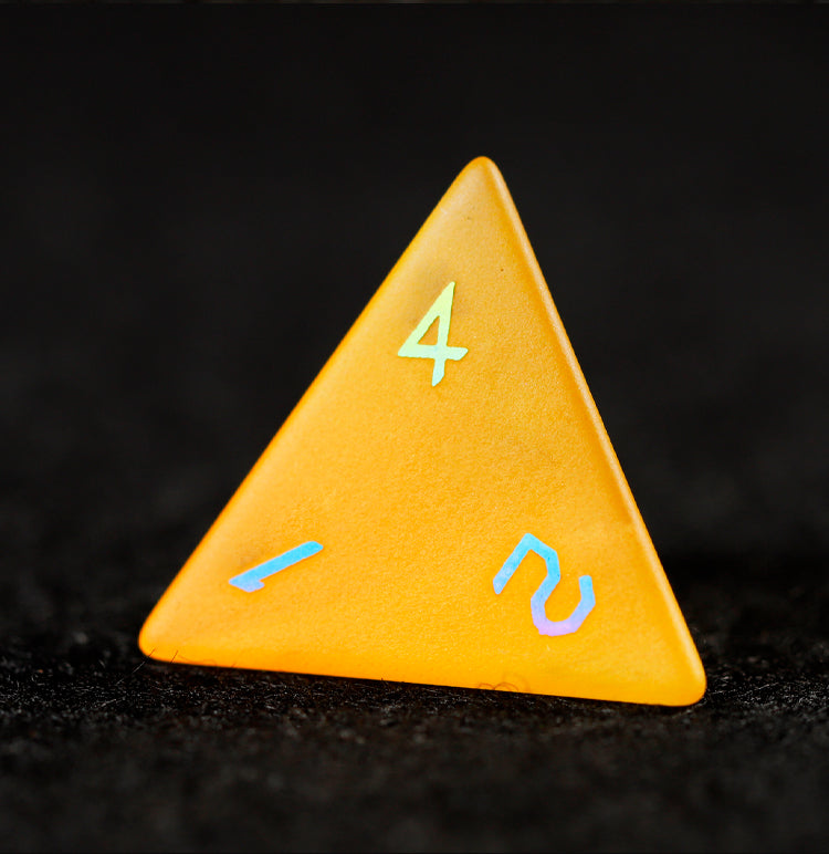 Ensemble de 7 dés polyédriques plaqués œil de chat doré 