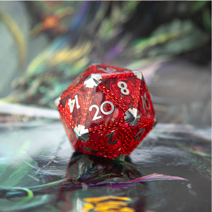 Flamme du Dragon Cramoisi - Dé à 20 faces (D20) - 40 mm 