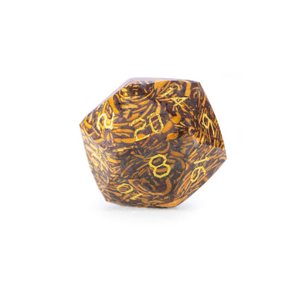 Ensemble de 7 dés en jade doré à facettes diamantées
