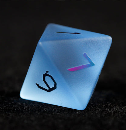 スカイブルーガラスメッキ多面体ダイス7個セット