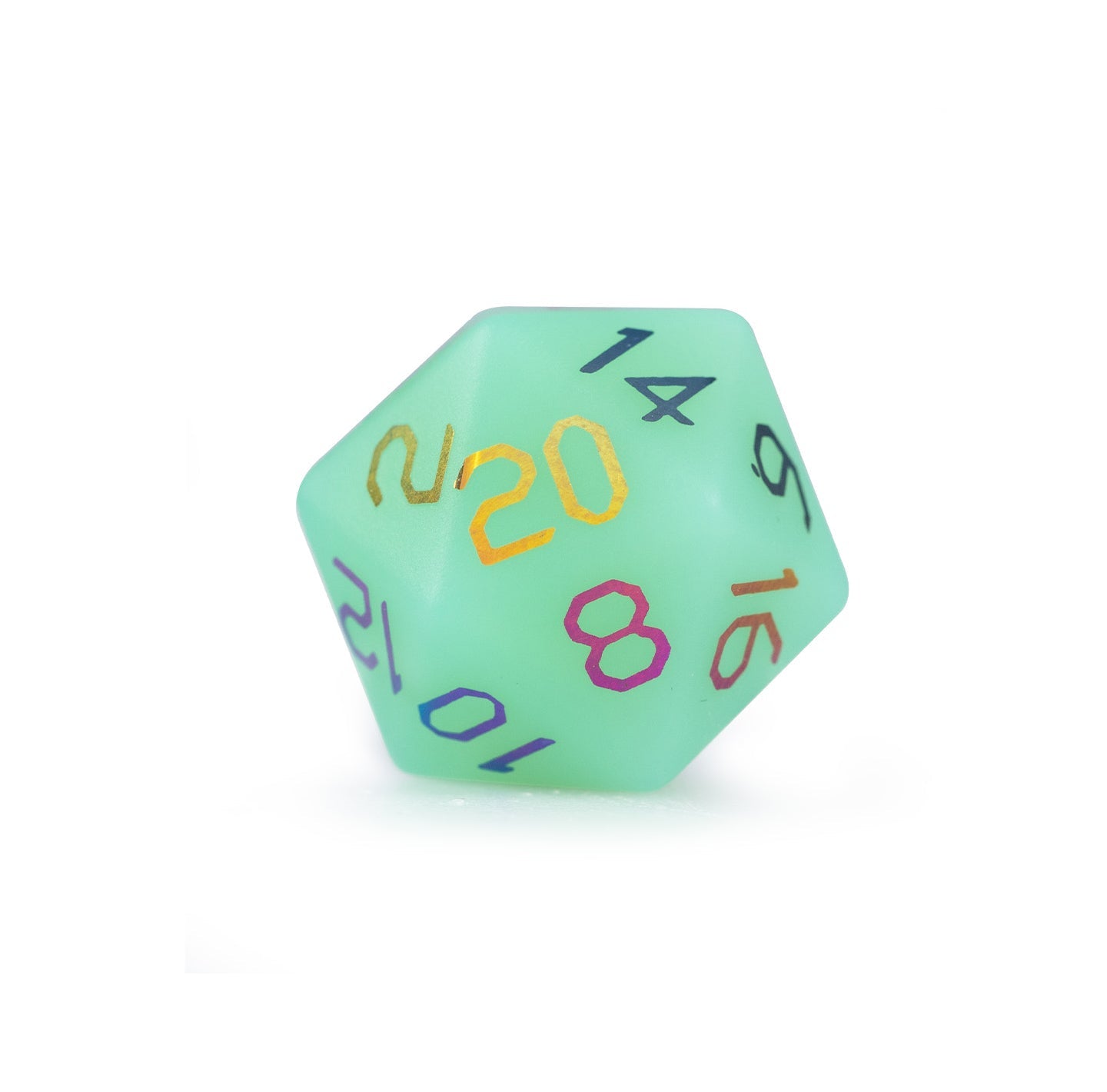 Ensemble de 7 dés polyédriques plaqués opaline verte 
