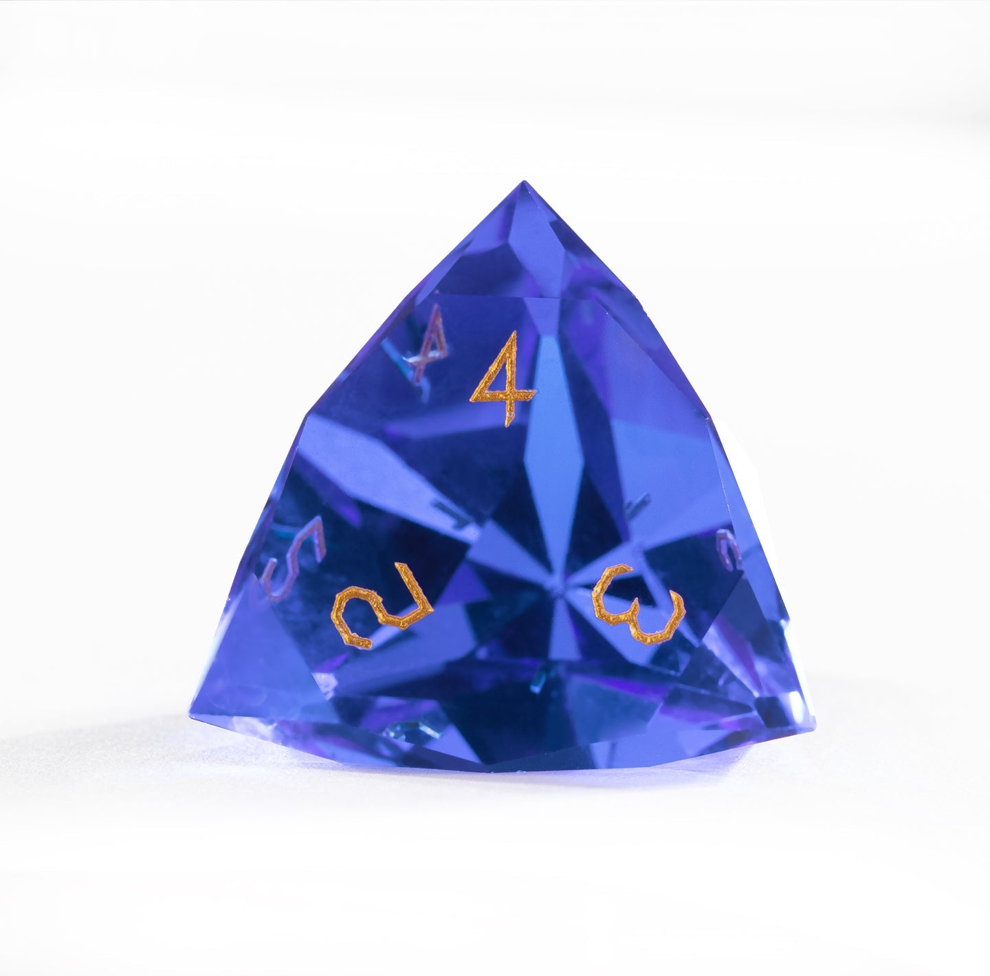 Ensemble de 7 dés en cristal bleu royal taillé en diamant 