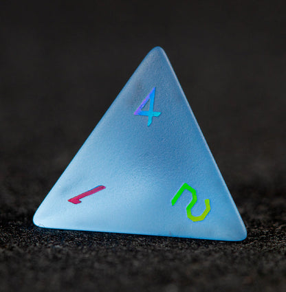 スカイブルーガラスメッキ多面体ダイス7個セット