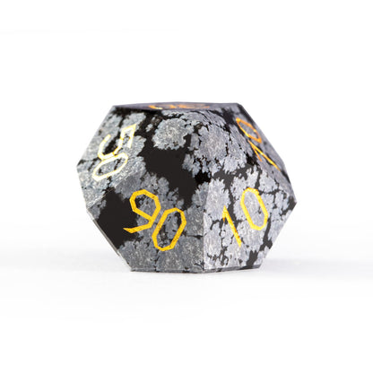 Ensemble de 7 dés en obsidienne flocon de neige taillée en diamant 