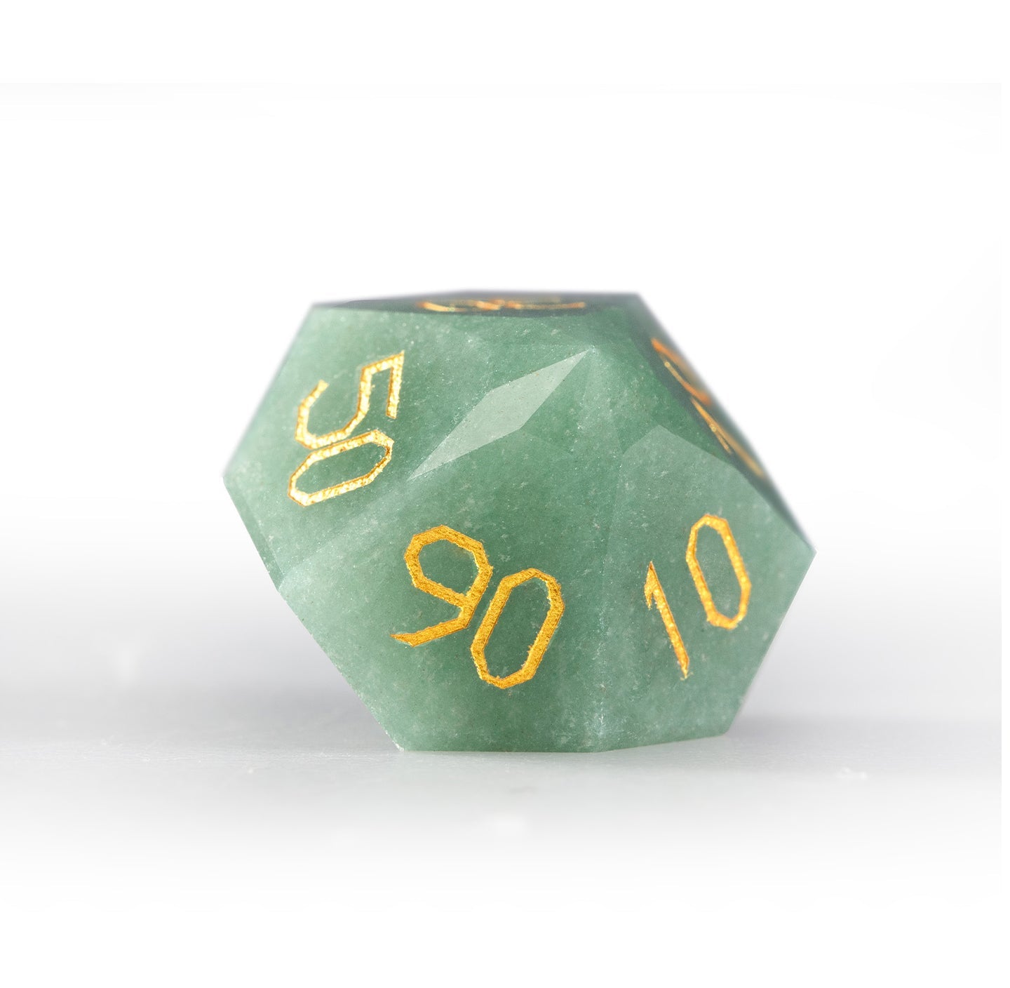 Ensemble de 7 dés en aventurine verte taillée en diamant 