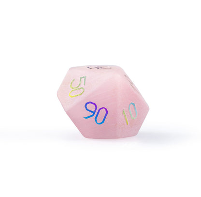 ピンクキャッツアイメッキ多面体ダイス7個セット