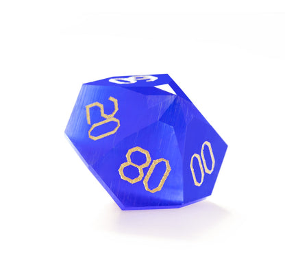 Ensemble de 7 dés en cristal œil-de-chat bleu royal taillés en diamant 
