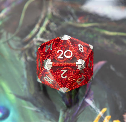 Flamme du Dragon Cramoisi - Dé à 20 faces (D20) - 40 mm 