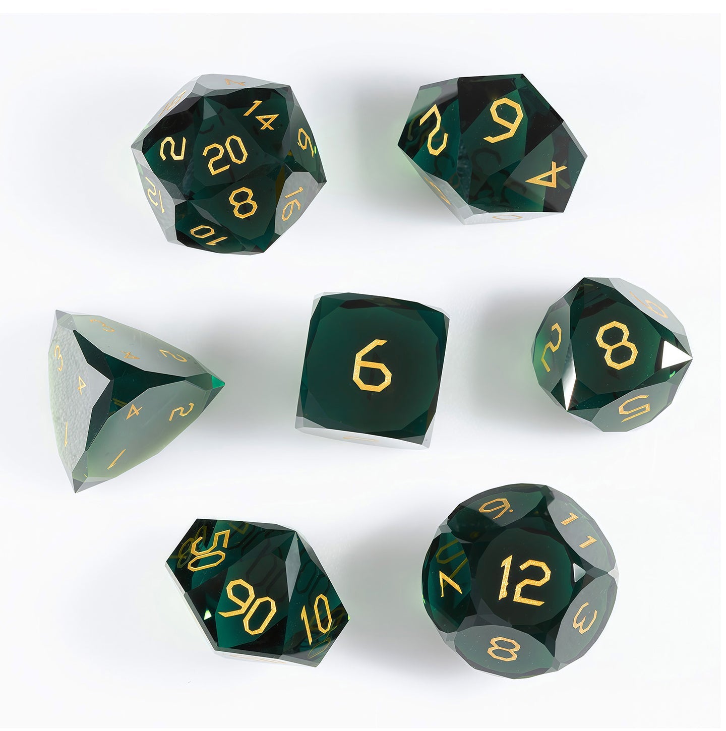 Ensemble de 7 dés Cypress Green à facettes diamantées 