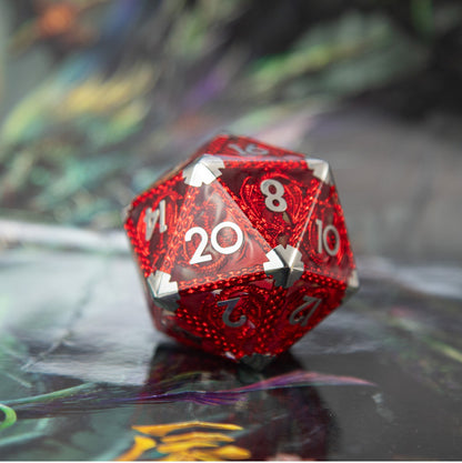 Flamme du Dragon Cramoisi - Dé à 20 faces (D20) - 40 mm 