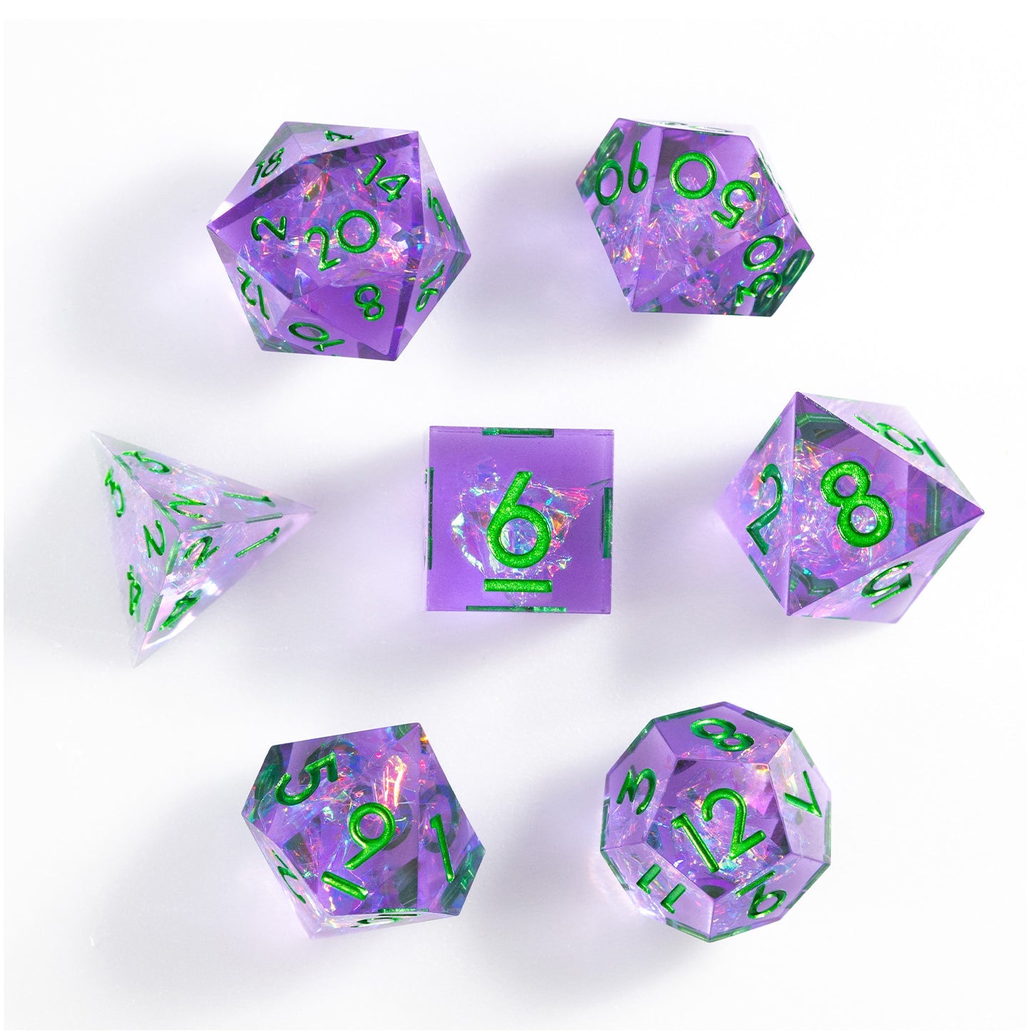 Ensemble de 7 dés polyédriques Dreamveil Amethyst Gold 