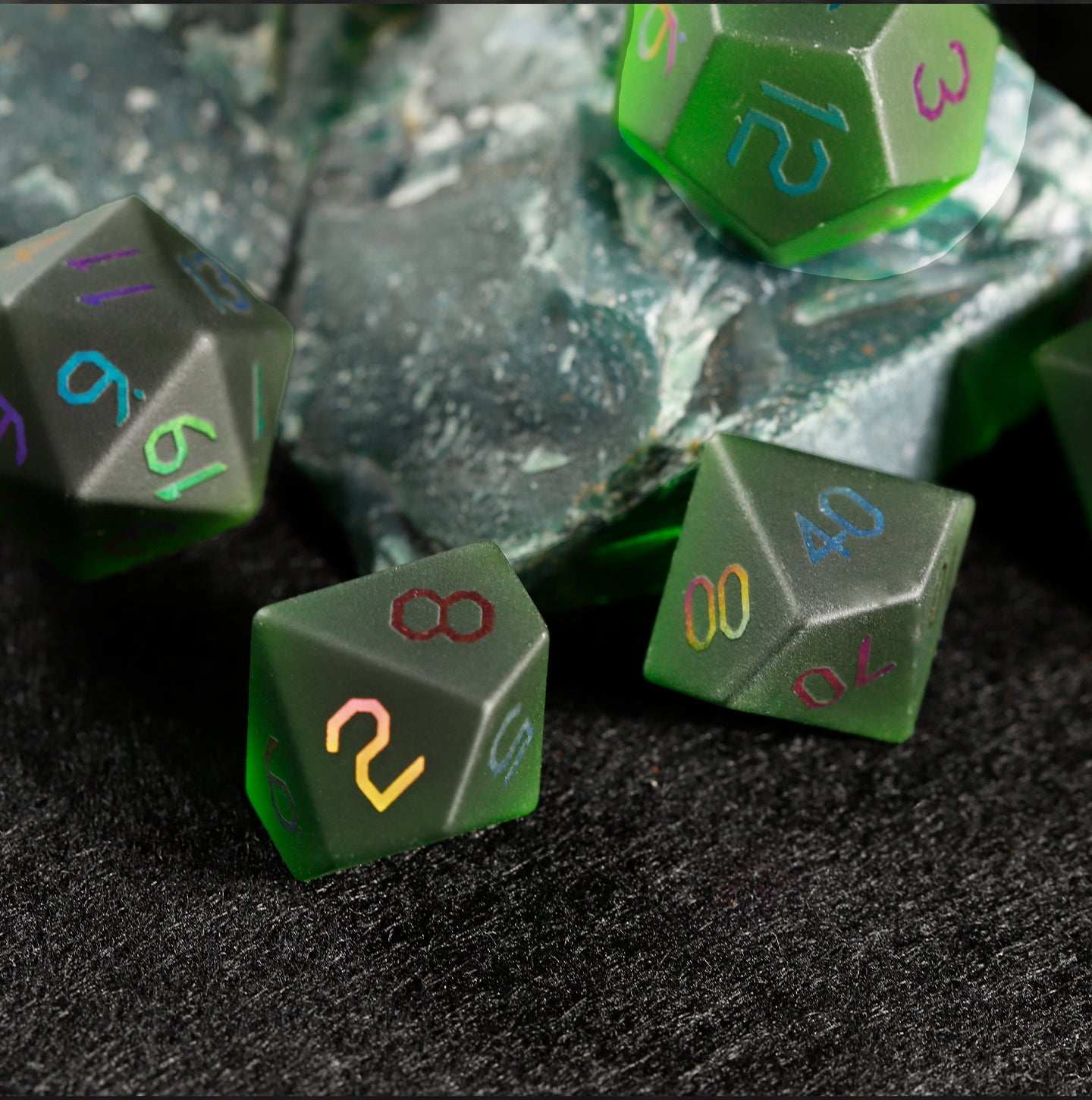 オリーブグリーンメッキ 7ピース 多面体ダイスセット