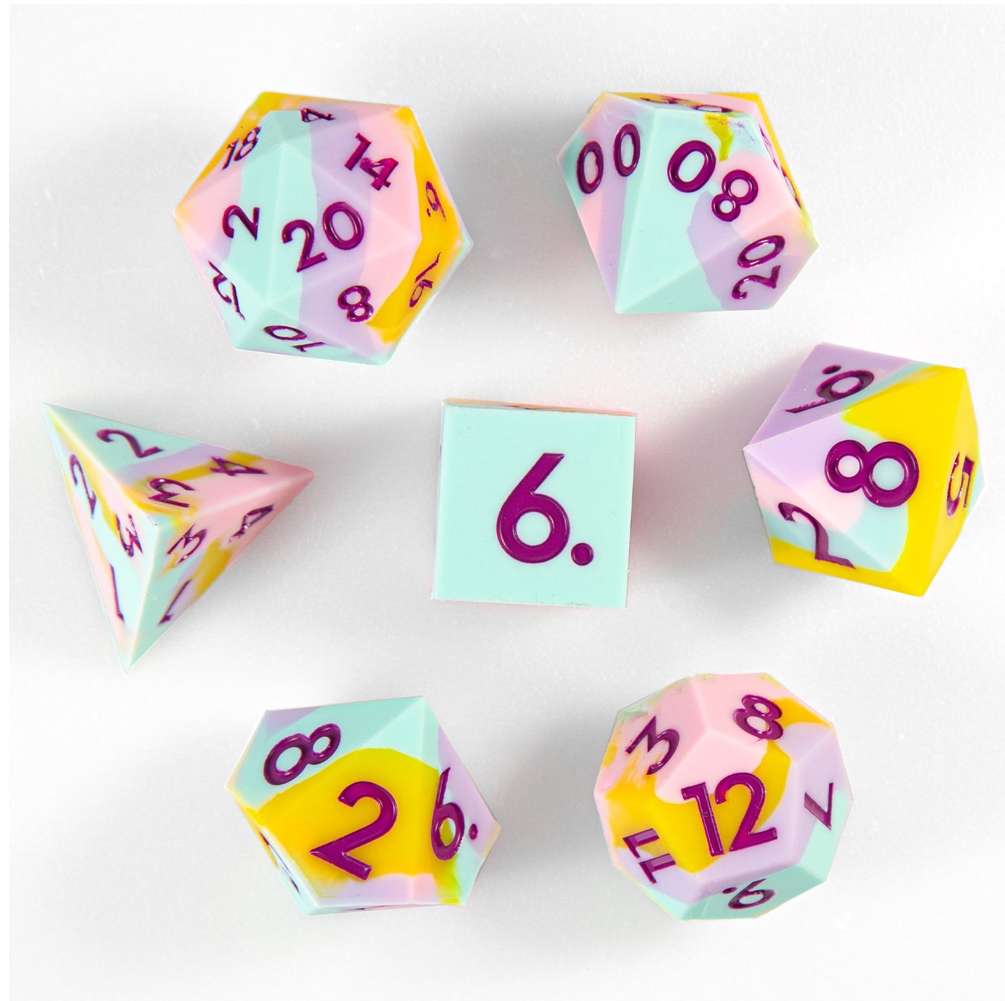 Ensemble de 7 dés polyédriques en silicone Berry Candy 
