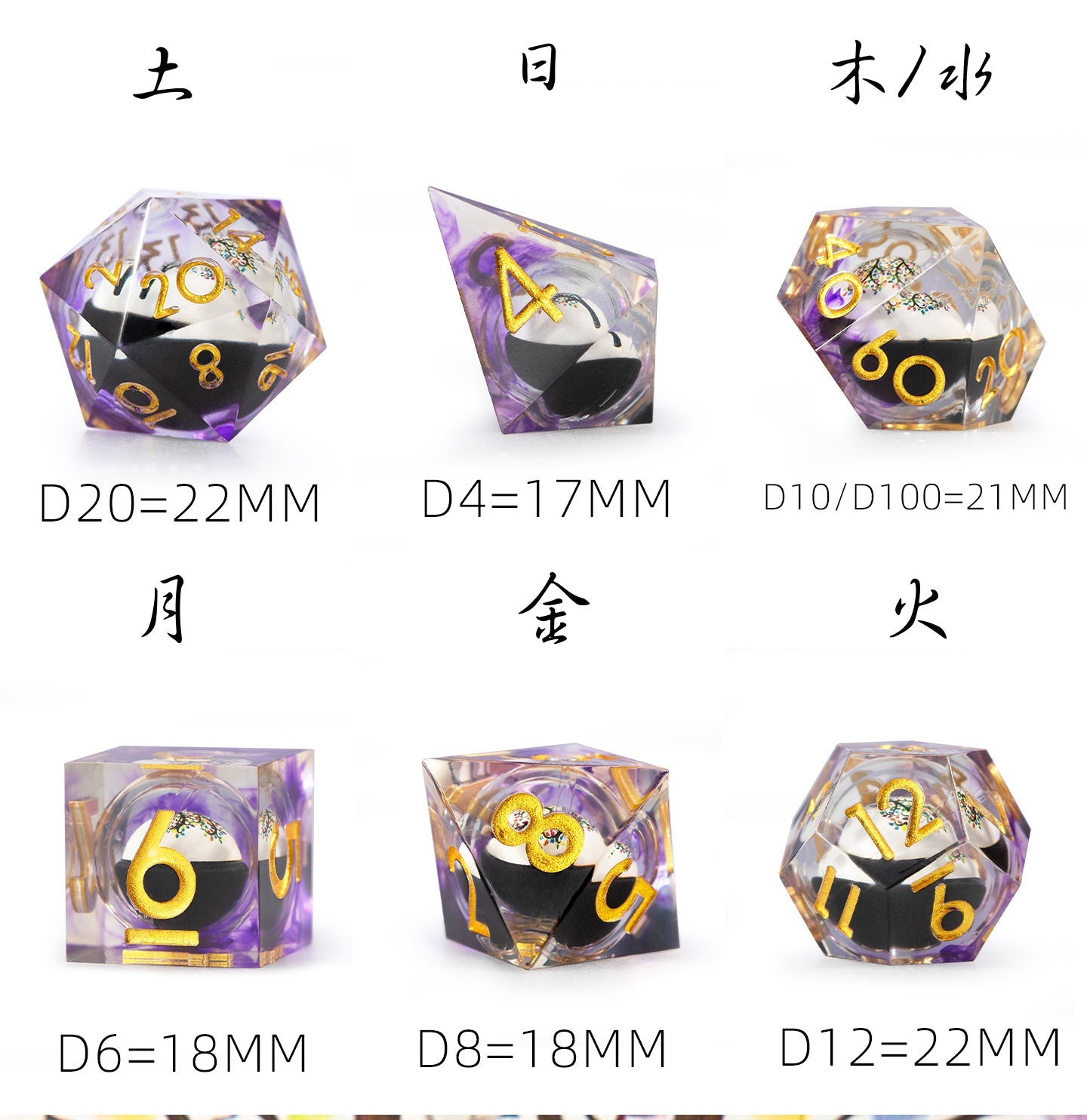 Amethyst Grove 7-Piece Polyhedral Dice Set