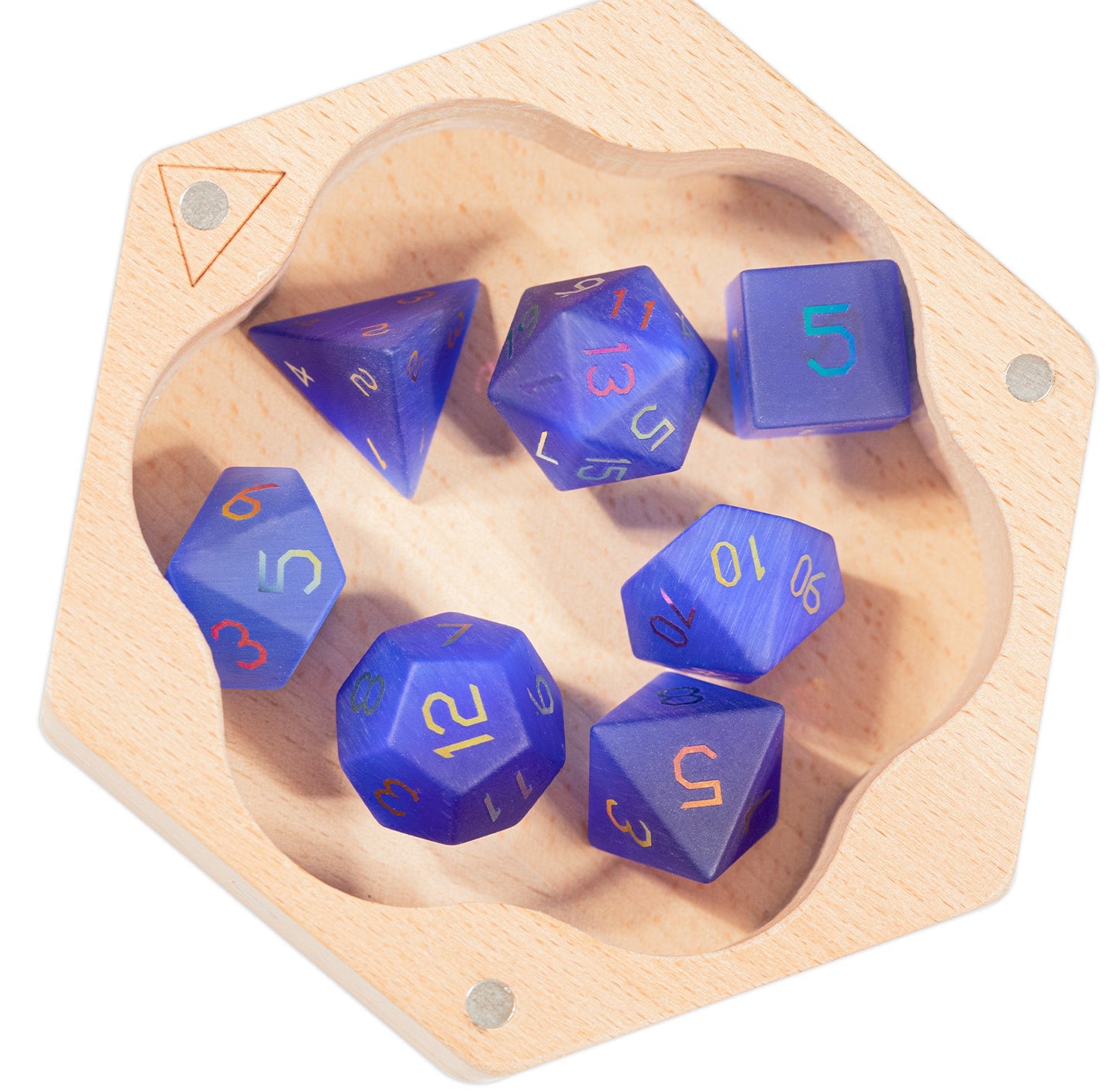 ロイヤルブルーキャットメッキ多面体ダイス7個セット