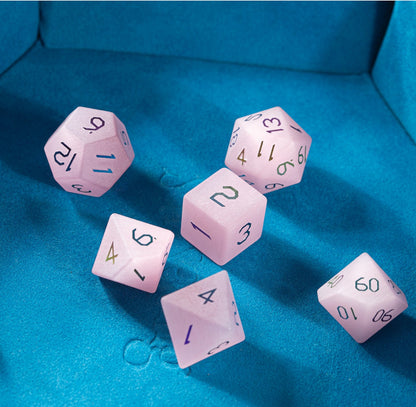 ピンクキャッツアイメッキ多面体ダイス7個セット