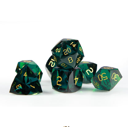 Ensemble de 7 dés Cypress Green à facettes diamantées 