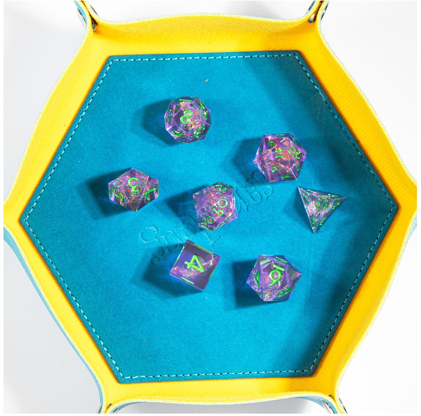 Ensemble de 7 dés polyédriques Dreamveil Amethyst Gold 