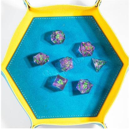 Ensemble de 7 dés polyédriques Dreamveil Amethyst Gold 