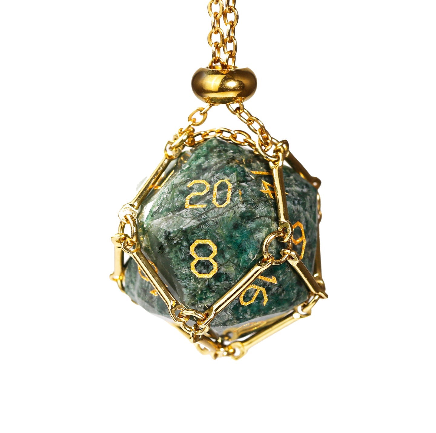 African Jade Diamond-Cut 7-Piece Dice Set