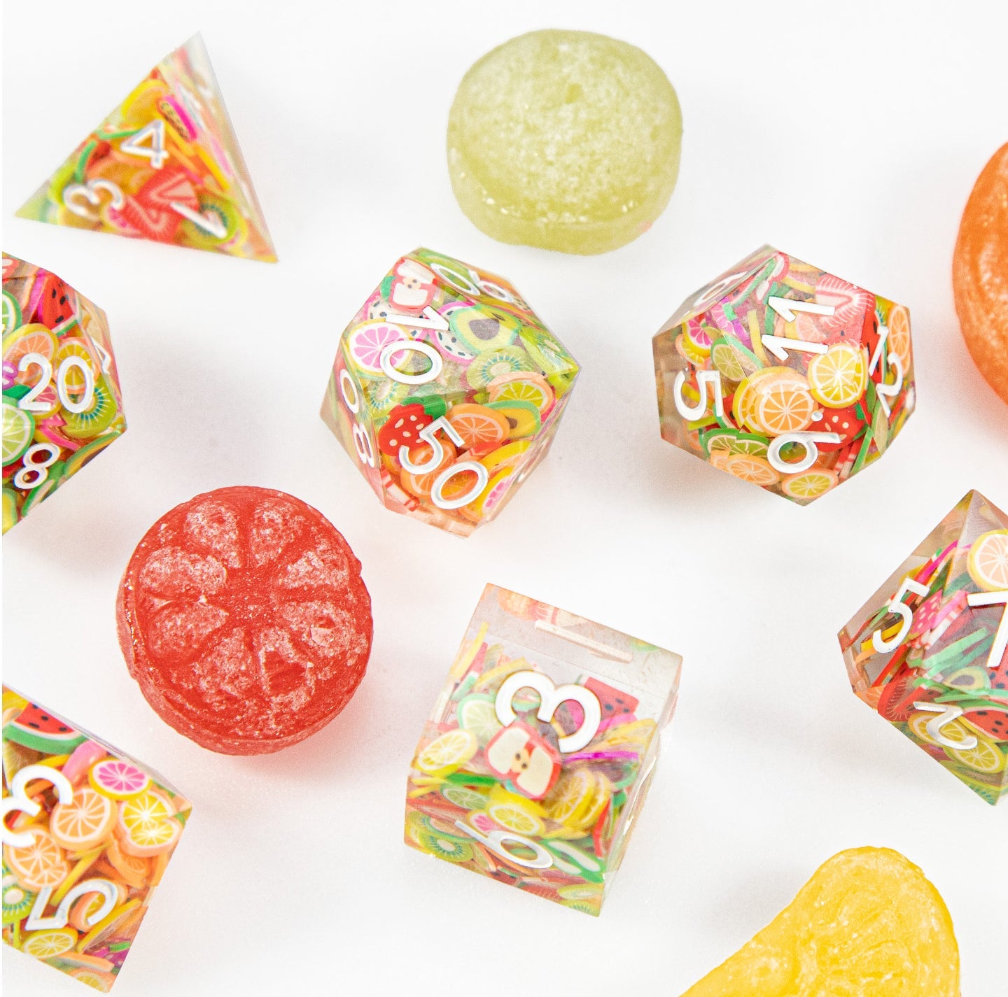 Ensemble de dés polyédriques Fruitburst 7 pièces 