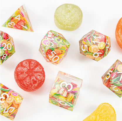 Ensemble de dés polyédriques Fruitburst 7 pièces 