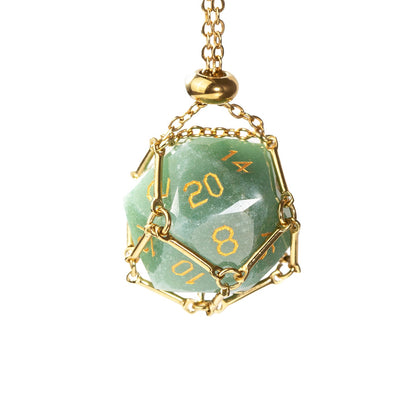 Ensemble de 7 dés en aventurine verte taillée en diamant 