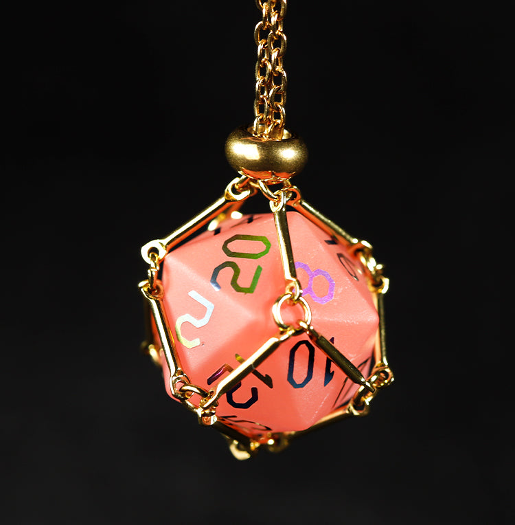 Ensemble de 7 dés polyédriques en verre rouge pastèque 