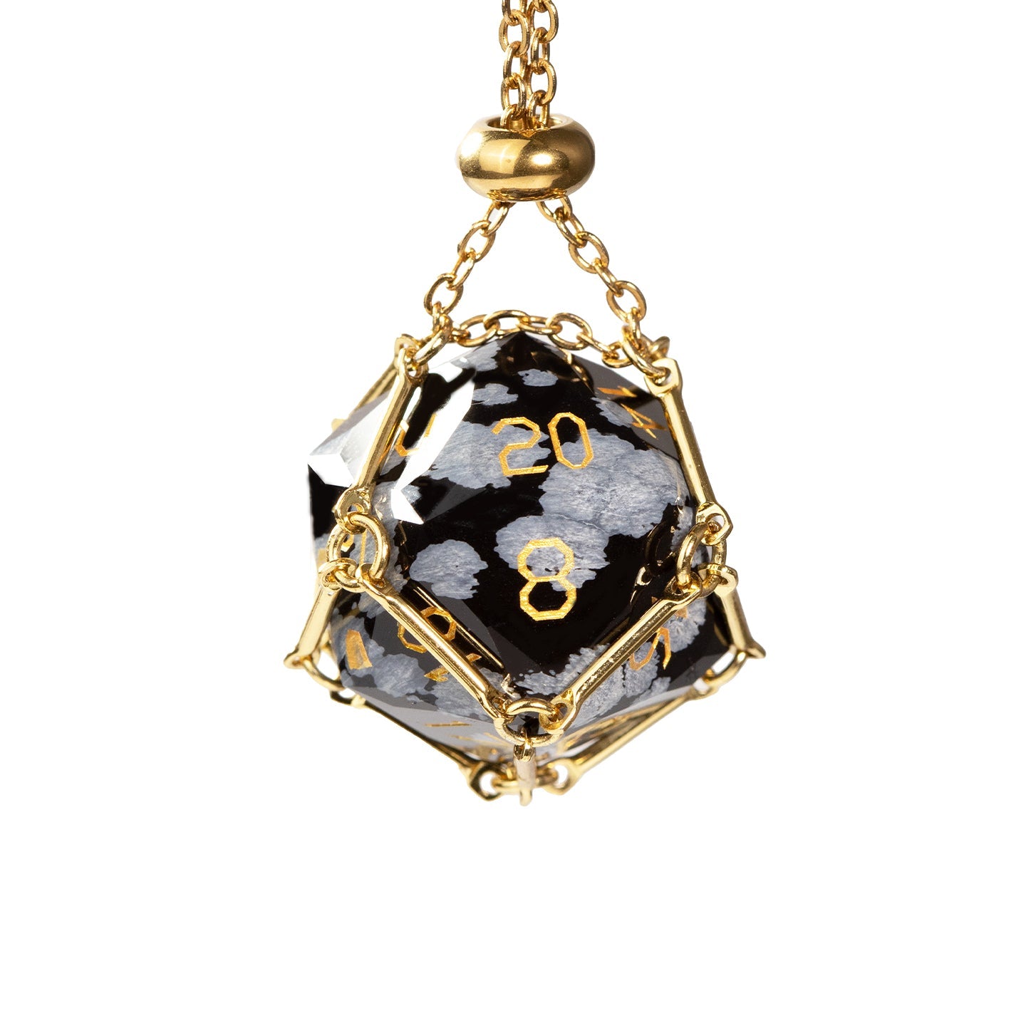 Ensemble de 7 dés en obsidienne flocon de neige taillée en diamant 