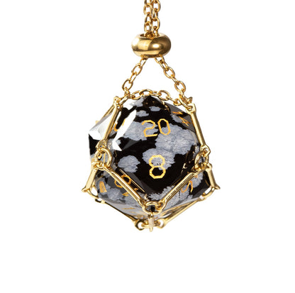 Ensemble de 7 dés en obsidienne flocon de neige taillée en diamant 