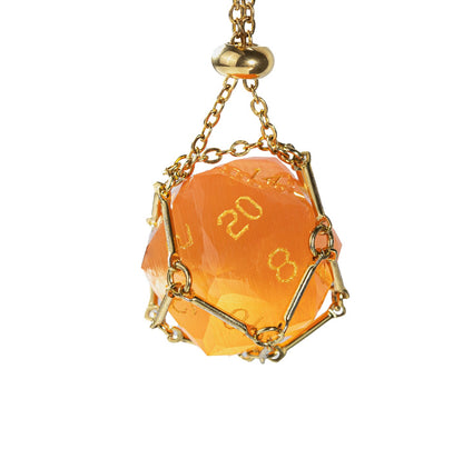 Ensemble de 7 dés en cristal œil-de-chat ambré taillés en diamant 