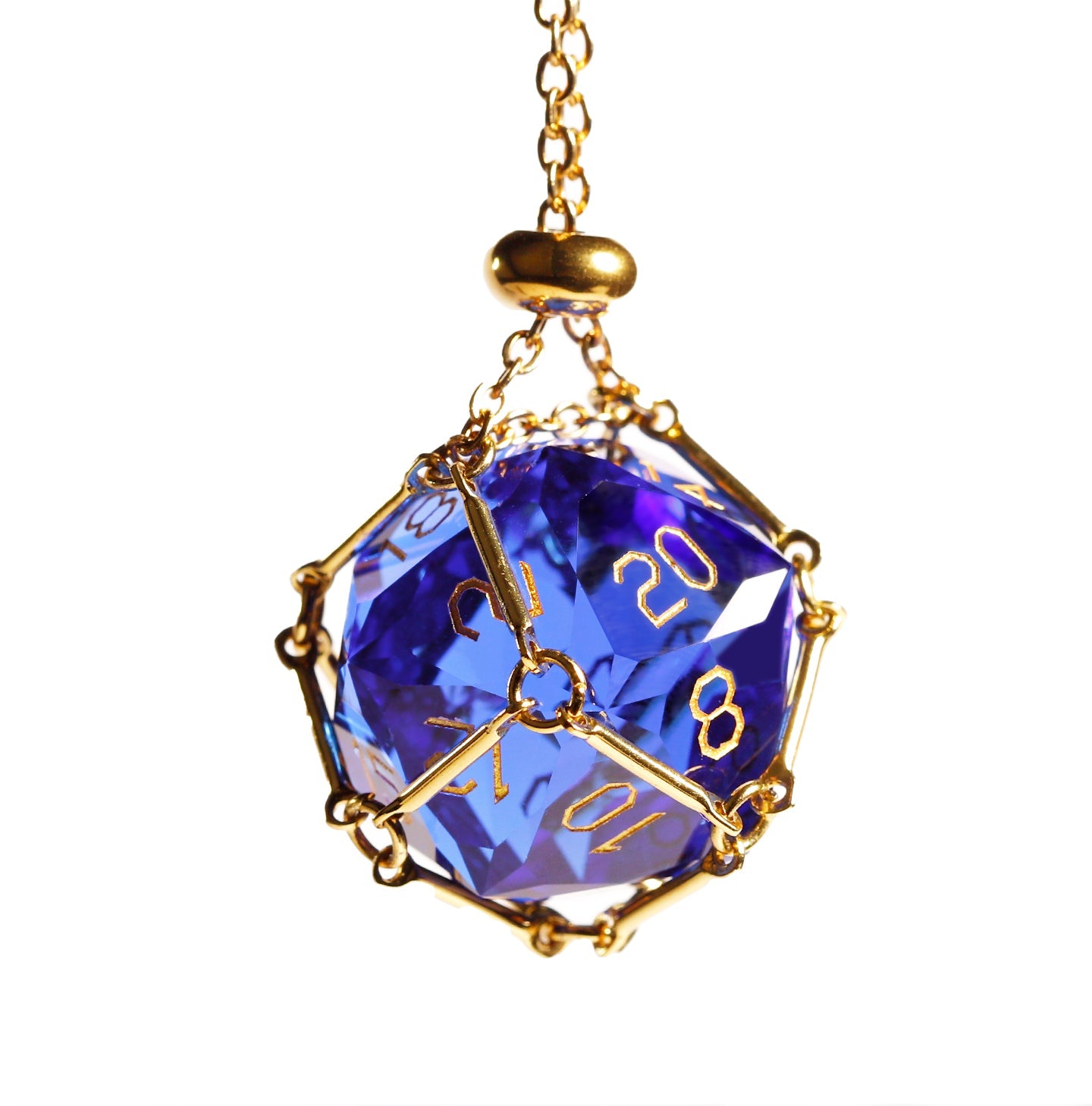Ensemble de 7 dés en cristal bleu royal taillé en diamant 