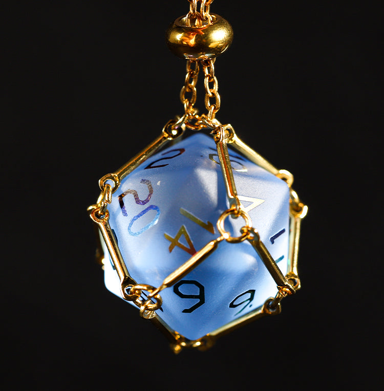 スカイブルーガラスメッキ多面体ダイス7個セット