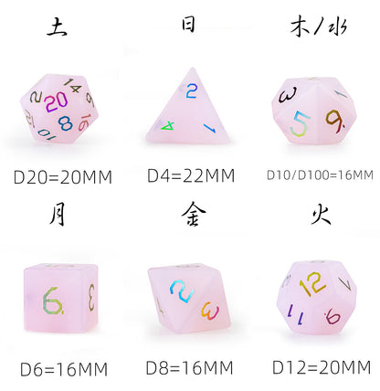 ローズオパーリンメッキ 7ピース 多面体ダイスセット