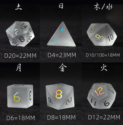 オパリンメッキガラス 7ピース 多面体ダイスセット