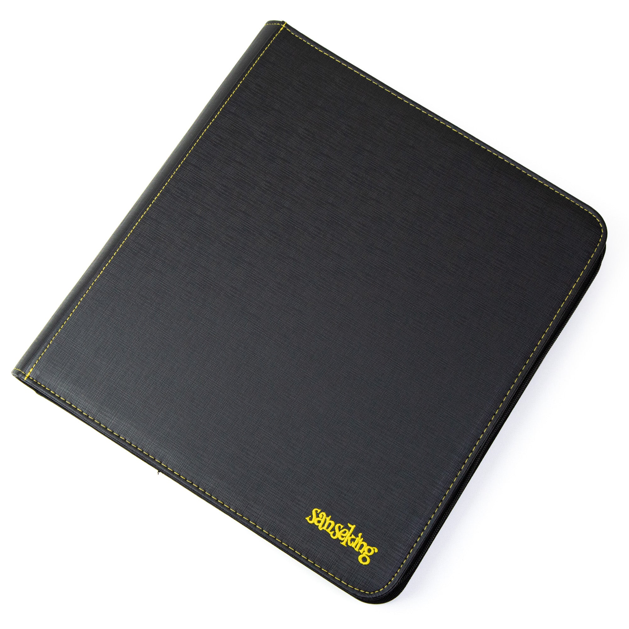 Black Grid 4/9/12-Pocket PU Binder with Waffle Textured Pages