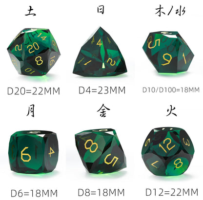 Ensemble de 7 dés Cypress Green à facettes diamantées 