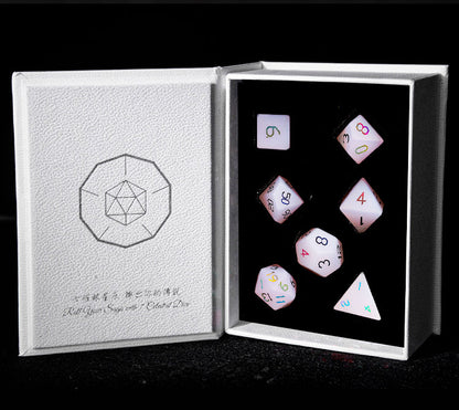 Ensemble de 7 dés polyédriques plaqués blanc Blush Spirit 