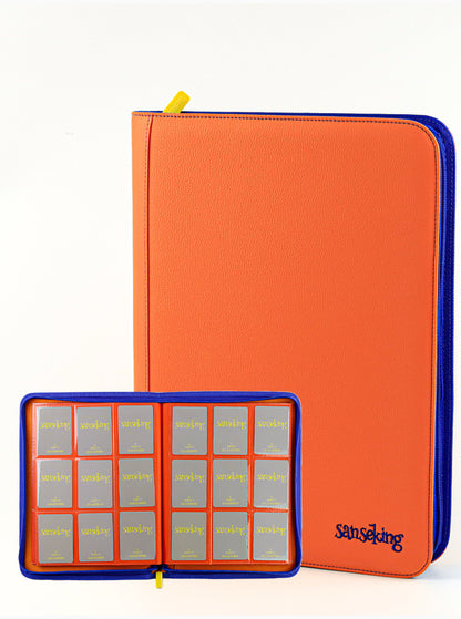 Classeur à fiches 9 pochettes en PU orange