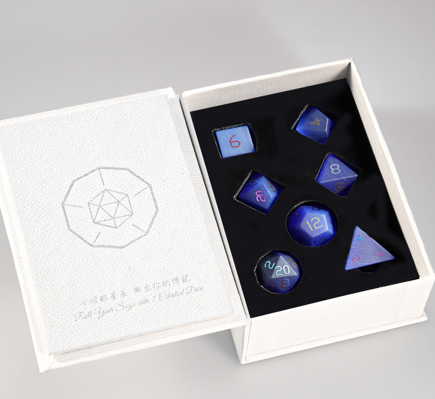 ロイヤルブルーキャットメッキ多面体ダイス7個セット