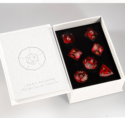Ensemble de 7 dés en cristal rouge taillé en diamant 