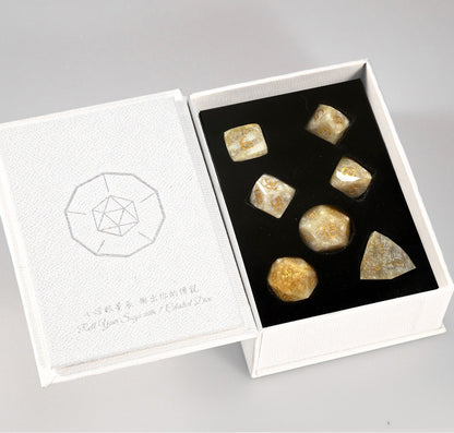 Ensemble de 7 dés à facettes diamantées en pierre chrysanthème 