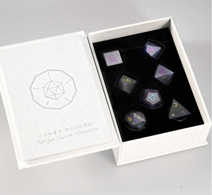 バイオレットオーキッドキャッツアイメッキ多面体ダイス7個セット