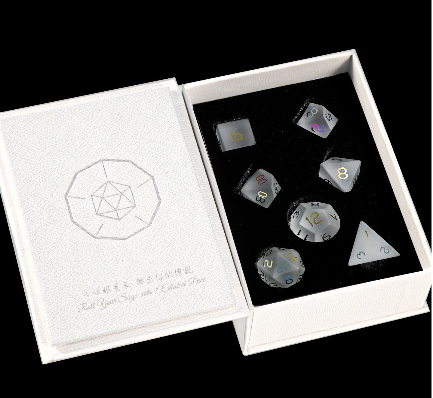 オパリンメッキガラス 7ピース 多面体ダイスセット