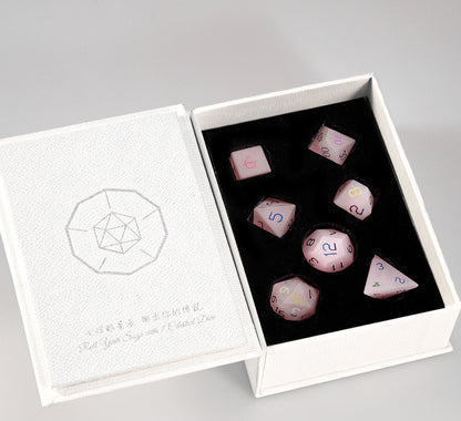 ピンクキャッツアイメッキ多面体ダイス7個セット