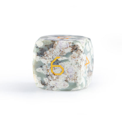 Ensemble de 7 dés en jade à facettes diamantées, motif fleur de prunier 