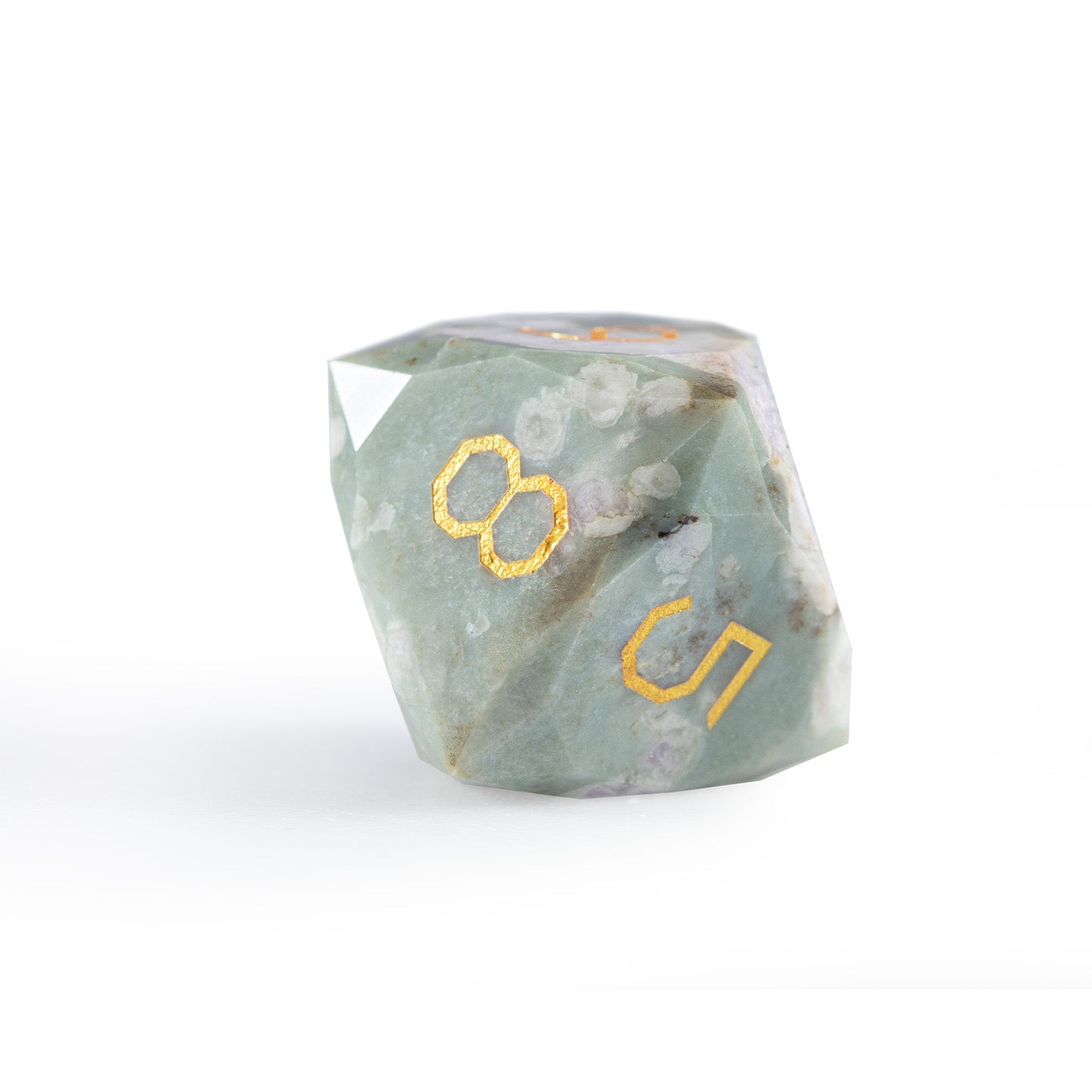 Ensemble de 7 dés en jade à facettes diamantées, motif fleur de prunier 