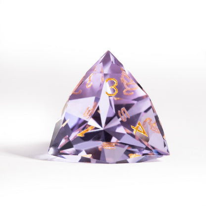 Ensemble de 7 dés en verre améthyste taillé en diamant 