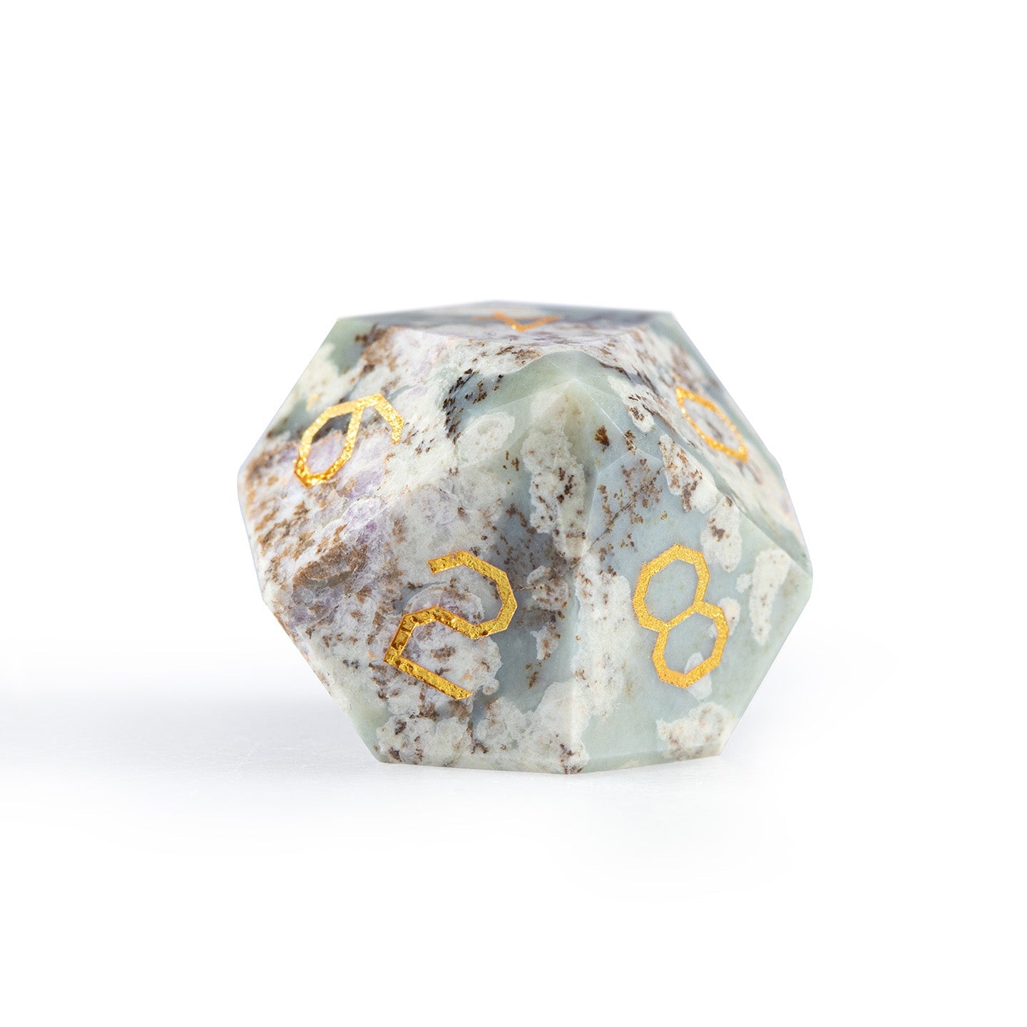 Ensemble de 7 dés en jade à facettes diamantées, motif fleur de prunier 